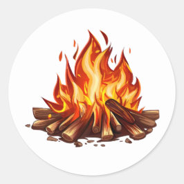 Brandend kampvuur ronde sticker