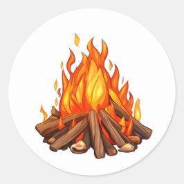 Brandend kampvuur ronde sticker