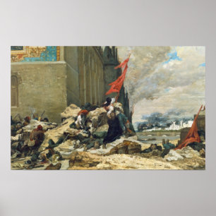 Brandend materiaal van de Tuileries, 1871 Poster