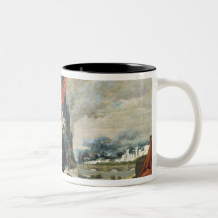 Brandend materiaal van de Tuileries, 1871 Tweekleurige Koffiemok