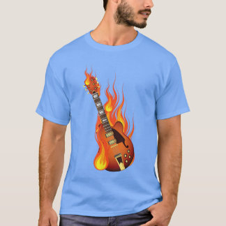 Brandend op vuur rockgitaar heavy metal muziek cad t-shirt
