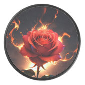 Brandend Roos – Passion meets Destruction in Strik Hockey Puck (Voorkant)