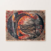 Brandend Vikingschip bij Begrafenisritueel Legpuzzel (Horizontaal)
