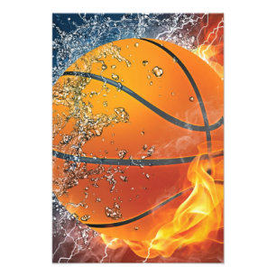 Brandende basketbal foto afdruk