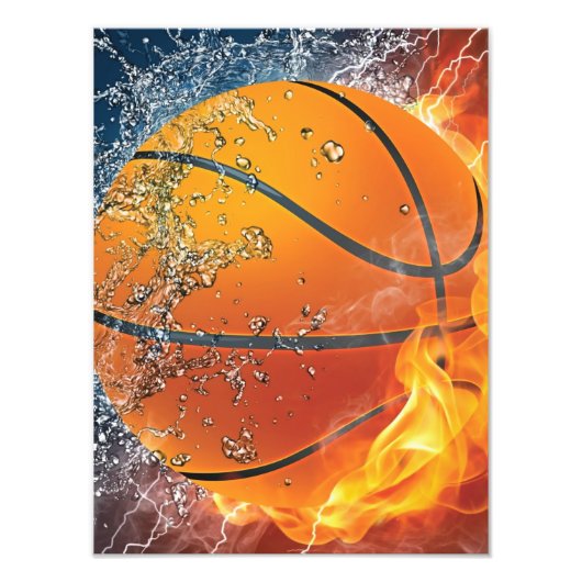 brandende basketbal foto afdruk (Voorkant)