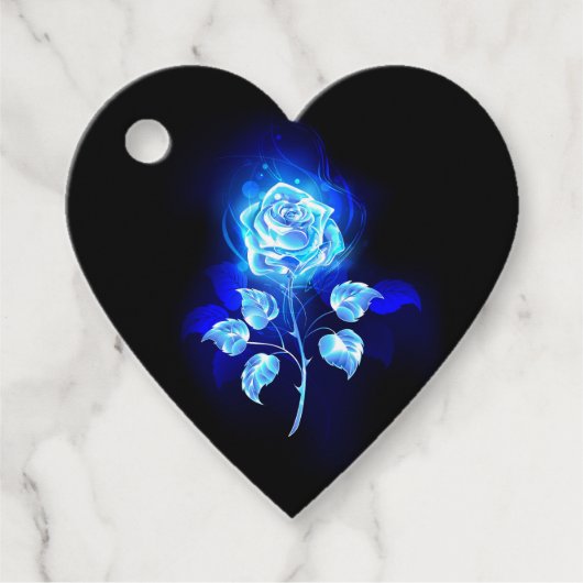 Brandende Blauwe Roos Bedankjes Labels (Voorkant)
