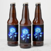Brandende Blauwe Roos Bier Etiket (Flessen)