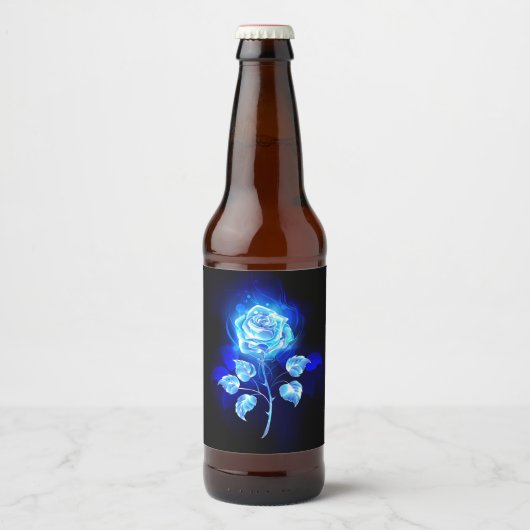 Brandende Blauwe Roos Bier Etiket (Voorkant)