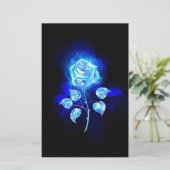 Brandende Blauwe Roos Briefpapier (Staand voorkant)