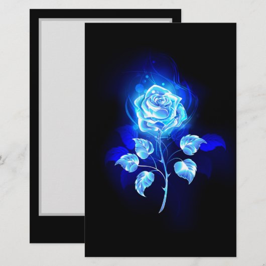 Brandende Blauwe Roos Briefpapier (Voorkant / Achterkant)