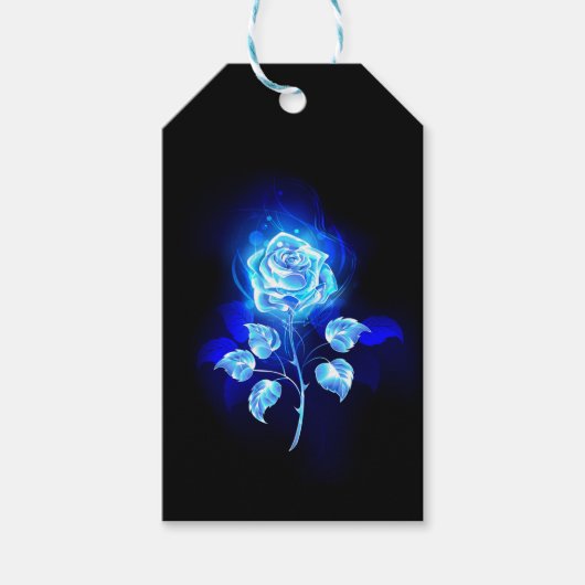 Brandende Blauwe Roos Cadeaulabel (Voorkant)