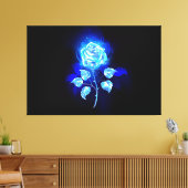 Brandende Blauwe Roos Canvas Afdruk (Insitu (Woonkamer))