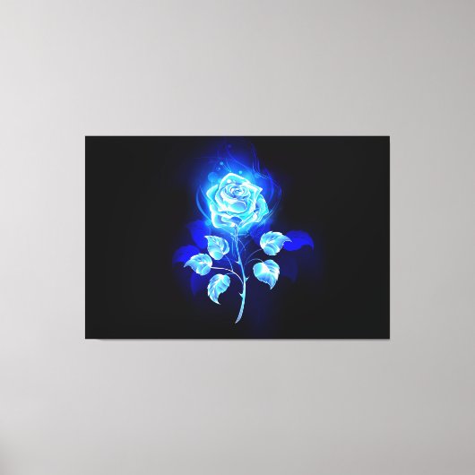 Brandende Blauwe Roos Canvas Afdruk (Voorkant)