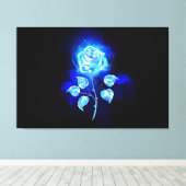 Brandende Blauwe Roos Canvas Afdruk (Insitu (Houten vloer))