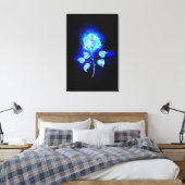 Brandende Blauwe Roos Canvas Afdruk (Insitu (Slaapkamer))