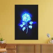 Brandende Blauwe Roos Canvas Afdruk (Insitu (Woonkamer))