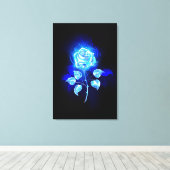 Brandende Blauwe Roos Canvas Afdruk (Insitu (Houten vloer))