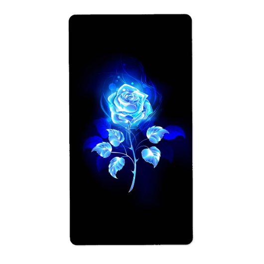 Brandende Blauwe Roos Etiket (Voorkant)