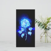 Brandende Blauwe Roos Feestdagenkaart (Staand voorkant)