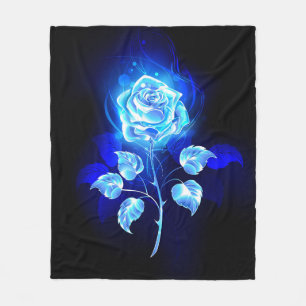 Brandende Blauwe Roos Fleece Deken