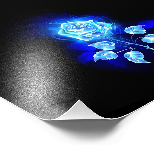 Brandende Blauwe Roos Foto Afdruk (Hoek)