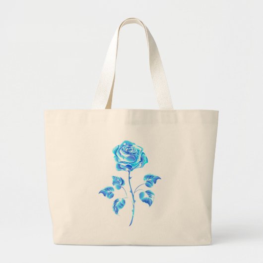Brandende Blauwe Roos Grote Tote Bag (Voorkant)