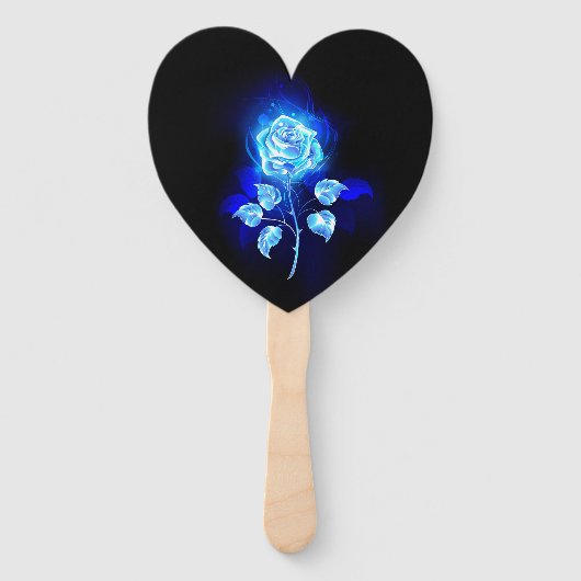 Brandende Blauwe Roos Handwaaier (Voorkant)