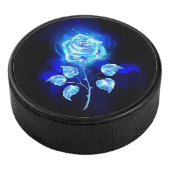 Brandende Blauwe Roos Hockey Puck (3/4)