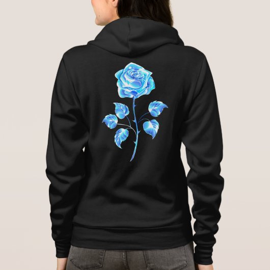 Brandende Blauwe Roos Hoodie (Achterkant)