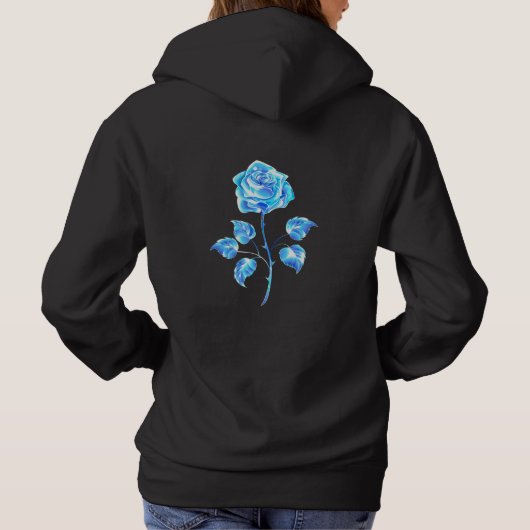 Brandende Blauwe Roos Hoodie (Achterkant)