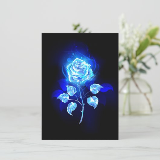 Brandende Blauwe Roos Informatiekaartje (Staand voorkant)