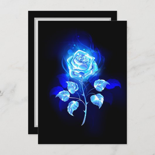 Brandende Blauwe Roos Informatiekaartje (Voorkant / Achterkant)