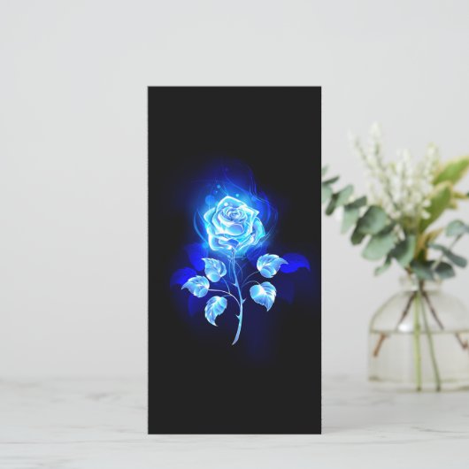 Brandende Blauwe Roos Kaart (Staand voorkant)
