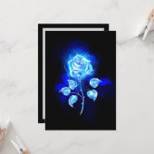 Brandende Blauwe Roos Kaart (Voorkant / Achterkant in situ)