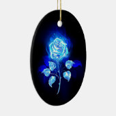 Brandende Blauwe Roos Keramisch Ornament (Rechts)
