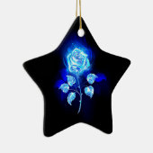 Brandende Blauwe Roos Keramisch Ornament (Rechts)