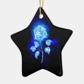 Brandende Blauwe Roos Keramisch Ornament (Links)