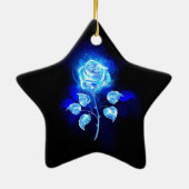 Brandende Blauwe Roos Keramisch Ornament (Achterkant)