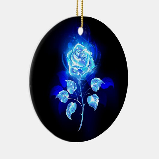 Brandende Blauwe Roos Keramisch Ornament (Rechts)