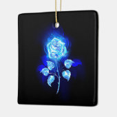 Brandende blauwe roos keramisch ornament (Links)