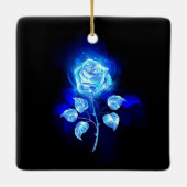 Brandende blauwe roos keramisch ornament (Achterkant)