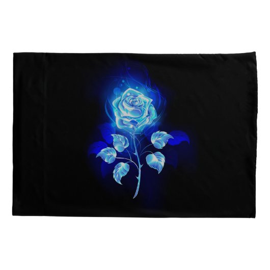 Brandende Blauwe Roos Kussensloop (Achterkant-Links)