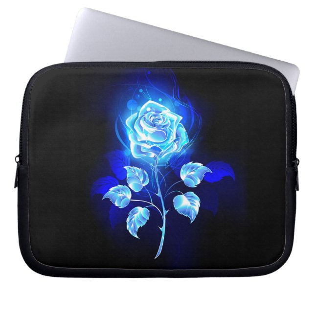 Brandende Blauwe Roos Laptop Sleeve (Voorkant)