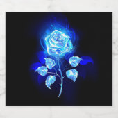 Brandende Blauwe Roos Likeurfles Etiket (Enkel label)
