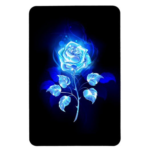 Brandende Blauwe Roos Magneet (Verticaal)