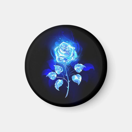 Brandende Blauwe Roos Magneet (Voorkant)
