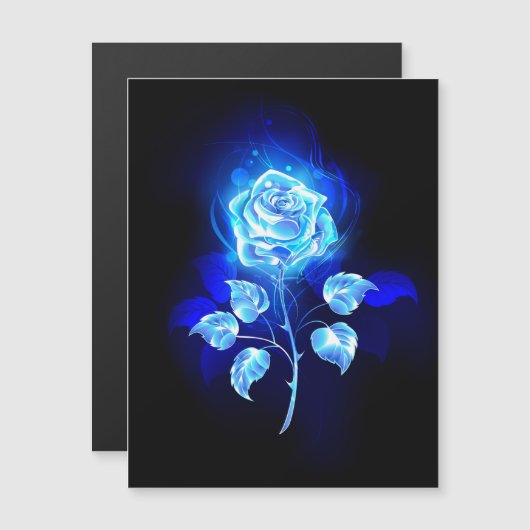 Brandende Blauwe Roos Magnetische Uitnodiging (Voorkant / Achterkant)