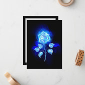 Brandende Blauwe Roos Notitiekaartje (Voorkant / Achterkant in situ)