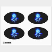 Brandende Blauwe Roos Ovale Sticker (Vel)