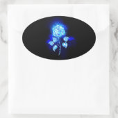 Brandende Blauwe Roos Ovale Sticker (Tas)